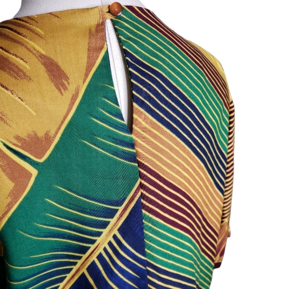 PALM Leaf Abstract Print Tropical Jamaica  Vibes Susan Graver Coastal Grandma ♡ - Picture 6 of 7